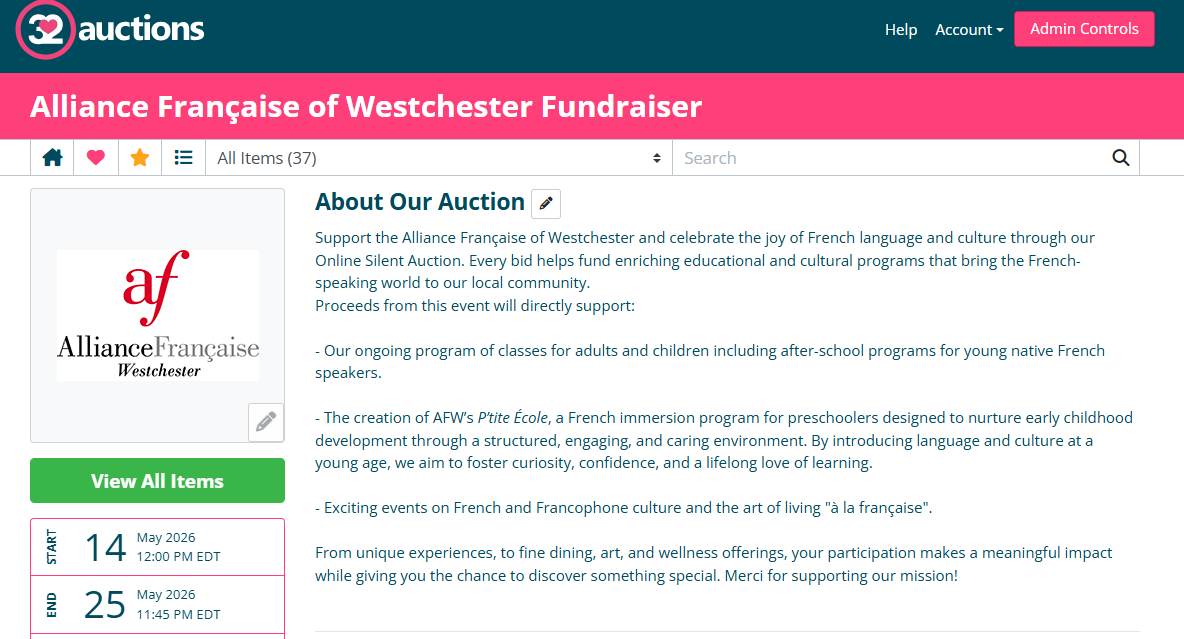 Silent auction fundraising chocolat